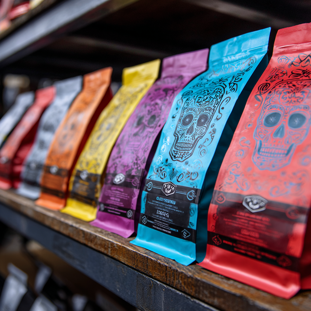 Custom Coffee Bags for Roasters SA UAE 250g 1kg Coffee Bags with Valve and Zipper Coffee Beans Packaging Bags