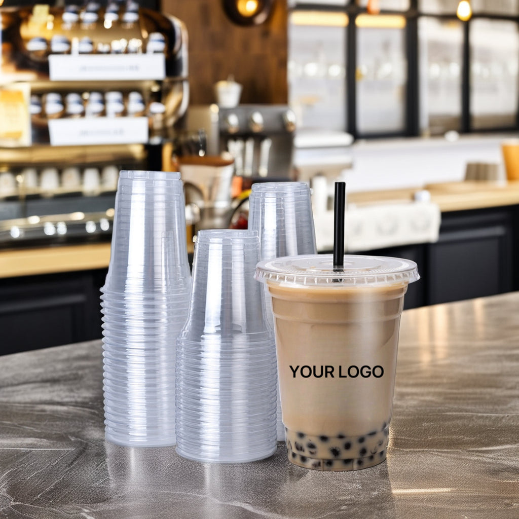 Coffee Cups 12oz 16oz 20oz Pet Pp Cold Drink Cup Plastic 98mm Diameter with straw