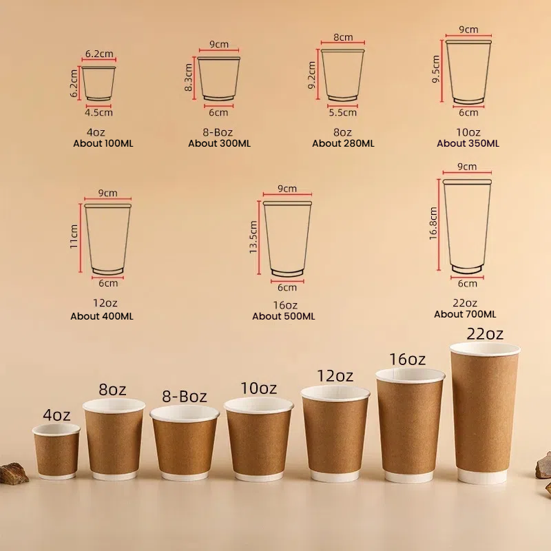 Customizable Double Wall Kraft Paper Coffee Cup