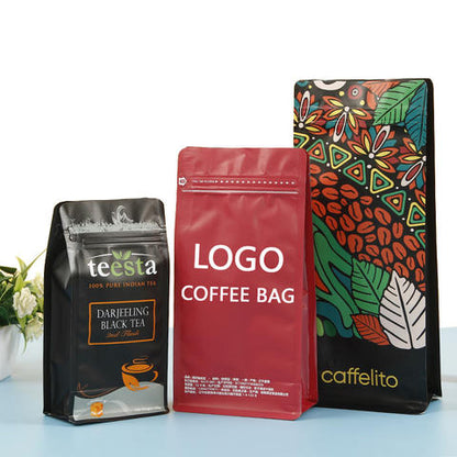 Aluminum Foil Custom Coffee Bags Flat Bottom Pouch Bag for Coffee Packaging With Zipper