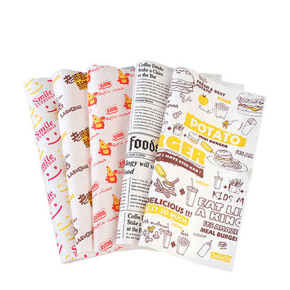 Customized Printed Logo and Size Burger Sandwich Paper Greaseproof Wrapping Paper Packaging Food Grade Paper