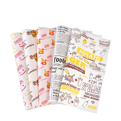 Customized Printed Logo and Size Burger Sandwich Paper Greaseproof Wrapping Paper Packaging Food Grade Paper