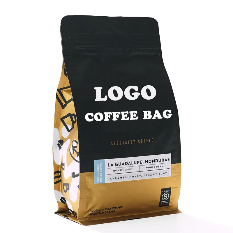 Aluminum Foil Custom Coffee Bags Flat Bottom Pouch Bag for Coffee Packaging With Zipper