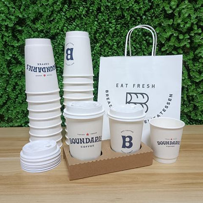Custom Design 12oz 16oz 20oz Double Wall Paper Food Grade Coffee Paper Cups With Plastic Lids for Hot Coffee