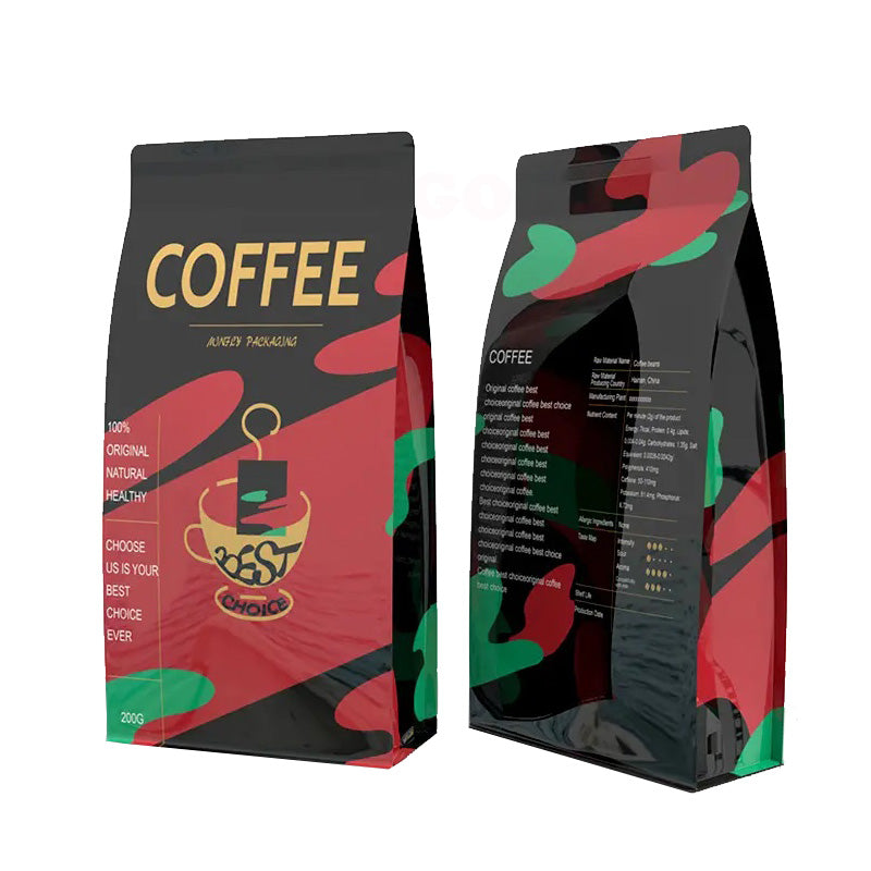 Aluminum Foil Custom Coffee Bags Flat Bottom Pouch Bag for Coffee Packaging With Zipper