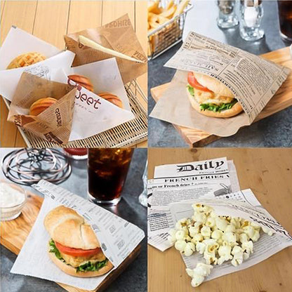 Customized Printed Logo and Size Burger Sandwich Paper Greaseproof Wrapping Paper Packaging Food Grade Paper