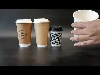 Custom Design 12oz 16oz 20oz Double Wall Paper Food Grade Coffee Paper Cups With Plastic Lids for Hot Coffee